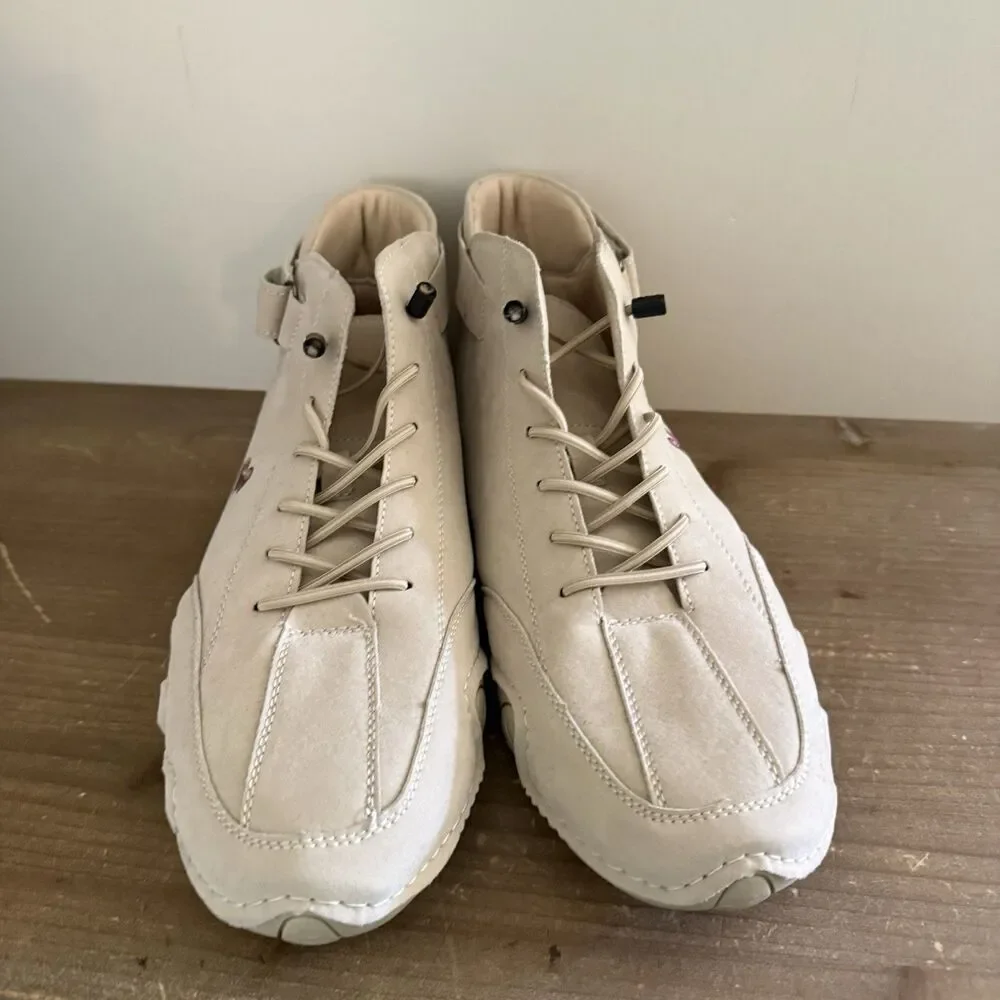 L DECK Men's SZ 45 Ankle Chucka Boots Shoes Lace Up Tan Leather